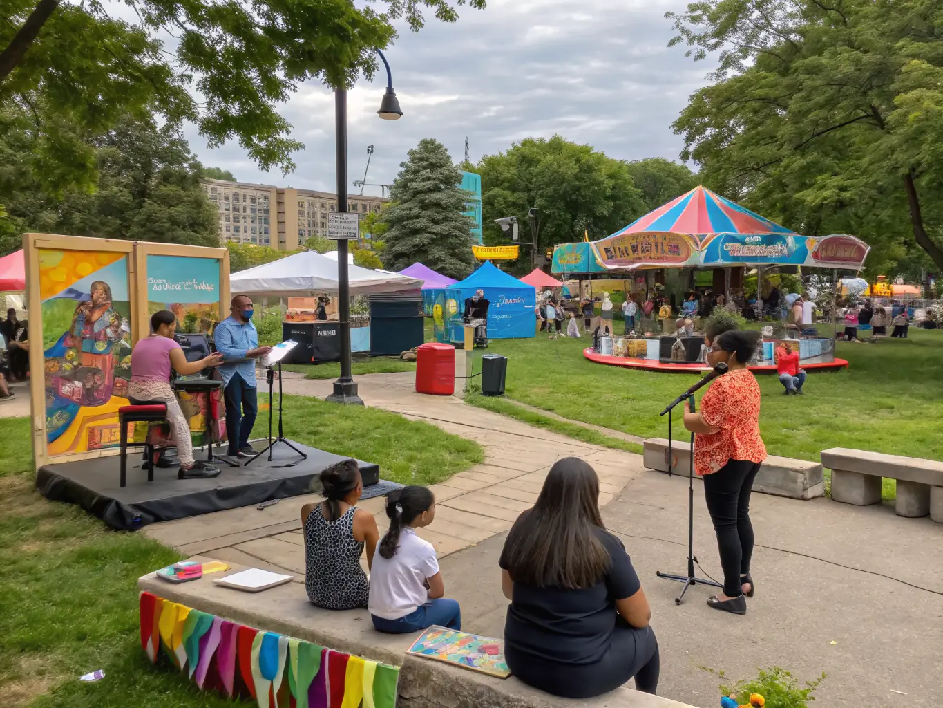A community event showcasing local artists and performers, emphasizing LE BUREAU ET LE RENARD's role in supporting the local arts scene and promoting cultural exchange.